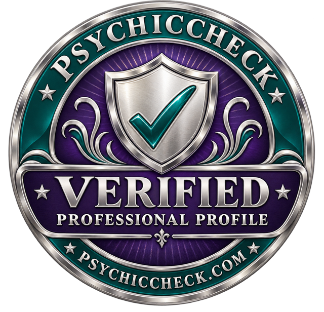 PsychicCheck professional profile verification badge